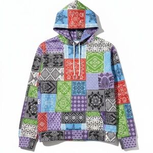 Colorful Patchwork Hoodie Sweater-M